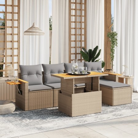 Juego de sofás jardín con cojines 6 pzas ratán sintético beige de , Conjuntos de jardín - Ref: Foro24-3273495, Precio: 388,41...