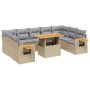 Juego de sofás jardín con cojines beige 10 pzas ratán sintético de , Conjuntos de jardín - Ref: Foro24-3273663, Precio: 631,7...
