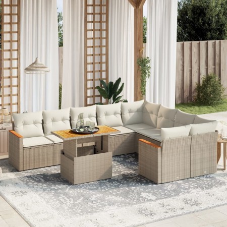 Juego de sofás jardín con cojines beige 10 pzas ratán sintético de , Conjuntos de jardín - Ref: Foro24-3273235, Precio: 662,6...