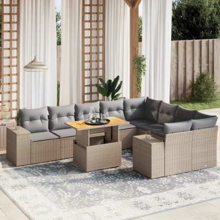 Juego de sofás jardín con cojines beige 10 pzas ratán sintético de , Conjuntos de jardín - Ref: Foro24-3272795, Precio: 639,4...