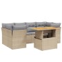 Set sofás de jardín 7 piezas y cojines ratán sintético beige de , Conjuntos de jardín - Ref: Foro24-3270688, Precio: 469,47 €...