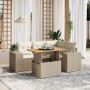 Juego de sofás jardín con cojines 5 pzas ratán sintético beige de , Conjuntos de jardín - Ref: Foro24-3272619, Precio: 408,81...