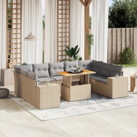 Juego de sofás jardín con cojines beige 10 pzas ratán sintético de , Conjuntos de jardín - Ref: Foro24-3272781, Precio: 639,4...