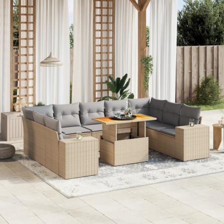 Juego de sofás jardín con cojines beige 10 pzas ratán sintético de , Conjuntos de jardín - Ref: Foro24-3272781, Precio: 639,4...