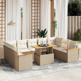 Juego de sofás jardín con cojines beige 10 pzas ratán sintético de , Conjuntos de jardín - Ref: Foro24-3273221, Precio: 662,6...
