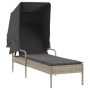 Tumbonas con capota y mesa 2 uds ratán sintético gris claro de , Tumbonas - Ref: Foro24-3261574, Precio: 367,86 €, Descuento: %