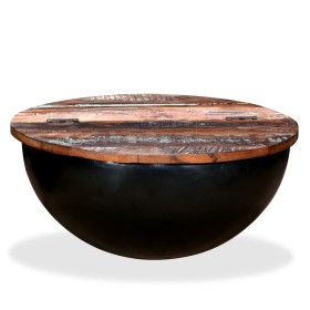 Mesa de centro de madera maciza reciclada negra en forma de bol en Mesas de centro | Comprar online en Foru.es