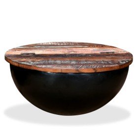 Mesa de centro de madera maciza reciclada negra en forma de bol en Mesas de centro | Comprar online en Foru.es