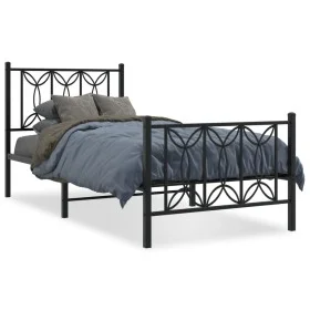 Estructura de cama con cabecero y estribo metal negro 80x200 cm de , Camas y somieres - Ref: Foro24-376137, Precio: 84,83 €, ...