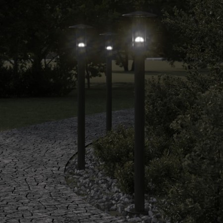 Lámparas de suelo exterior 3 uds acero inoxidable negro 100 cm de , Iluminación de exterior - Ref: Foro24-4006356, Precio: 12...
