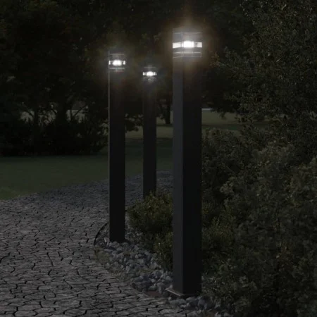 Außen-Stehlampen mit Sensor, 3 Stück, Schwarz, aus Aluminium, 110 cm. von , Außenbeleuchtung - Ref: Foro24-4006404, Preis: 15...