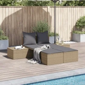 Tumbona doble con cojines ratán sintético beige de , Tumbonas - Ref: Foro24-368392, Precio: 309,75 €, Descuento: %