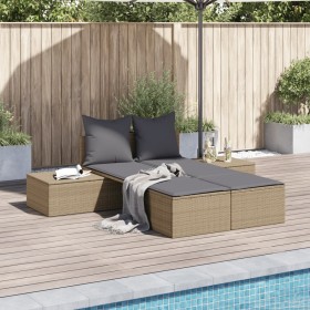 Tumbona doble con cojines ratán sintético beige de , Tumbonas - Ref: Foro24-368392, Precio: 297,16 €, Descuento: %