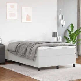 White 120x200 cm synthetic leather bed frame by , Beds and slatted bases - Ref: Foro24-3121036, Price: 100,99 €, Discount: %