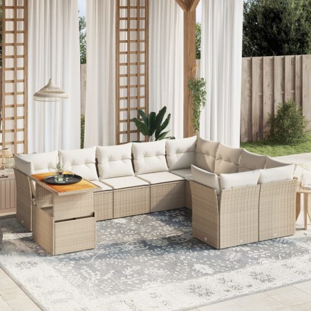 Juego de sofás jardín con cojines beige 10 pzas ratán sintético de , Conjuntos de jardín - Ref: Foro24-3271016, Precio: 683,8...