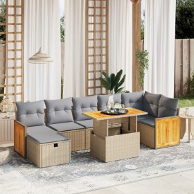 Juego de sofás de jardín con cojines beige 8 pzas ratán PE de , Conjuntos de jardín - Ref: Foro24-3276258, Precio: 524,31 €, ...