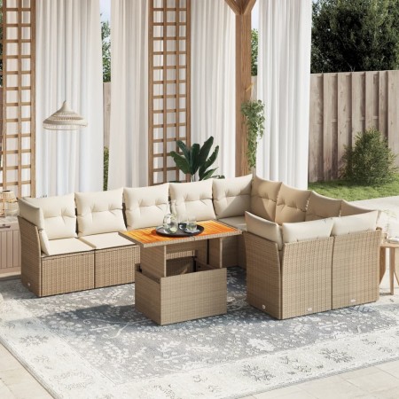 Juego de sofás jardín con cojines beige 10 pzas ratán sintético de , Conjuntos de jardín - Ref: Foro24-3271009, Precio: 683,8...