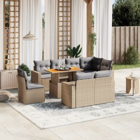 Set de sofás de jardín 9 pzas con cojines ratán sintético beige de , Conjuntos de jardín - Ref: Foro24-3271409, Precio: 633,6...