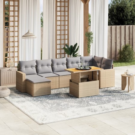 Juego de sofás de jardín con cojines beige 8 pzas ratán PE de , Conjuntos de jardín - Ref: Foro24-3271423, Precio: 515,46 €, ...