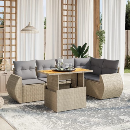 Juego de sofás jardín con cojines 6 pzas ratán sintético beige de , Conjuntos de jardín - Ref: Foro24-3272186, Precio: 437,28...