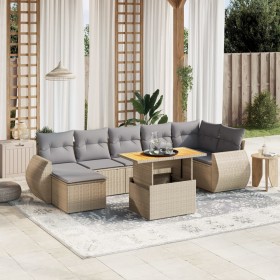 Juego de sofás de jardín con cojines beige 8 pzas ratán PE de , Conjuntos de jardín - Ref: Foro24-3272305, Precio: 527,17 €, ...