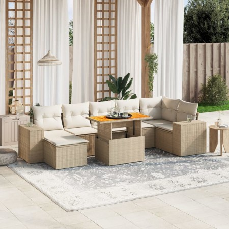 Juego de sofás de jardín con cojines beige 8 pzas ratán PE de , Conjuntos de jardín - Ref: Foro24-3272745, Precio: 555,26 €, ...