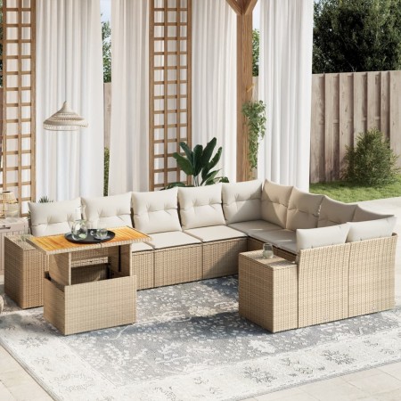 Juego de sofás jardín con cojines beige 10 pzas ratán sintético de , Conjuntos de jardín - Ref: Foro24-3272801, Precio: 693,7...