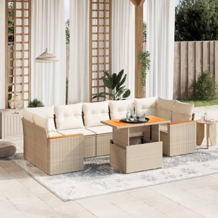 Juego de sofás de jardín con cojines beige 8 pzas ratán PE de , Conjuntos de jardín - Ref: Foro24-3272990, Precio: 553,99 €, ...