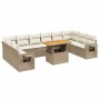 Set de sofás de jardín 11pzas con cojines ratán sintético beige de , Conjuntos de jardín - Ref: Foro24-3271926, Precio: 730,5...