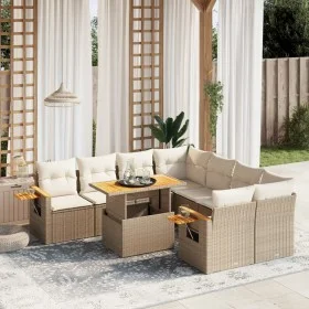 Set de sofás de jardín 9 pzas con cojines ratán sintético beige de , Conjuntos de jardín - Ref: Foro24-3273445, Precio: 694,5...