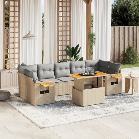 Juego de sofás de jardín con cojines beige 8 pzas ratán PE de , Conjuntos de jardín - Ref: Foro24-3273432, Precio: 569,28 €, ...