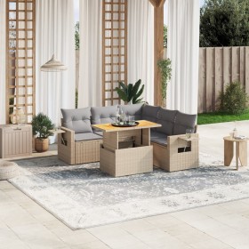Juego de sofás jardín con cojines 6 pzas ratán sintético beige de , Conjuntos de jardín - Ref: Foro24-3271752, Precio: 428,21...