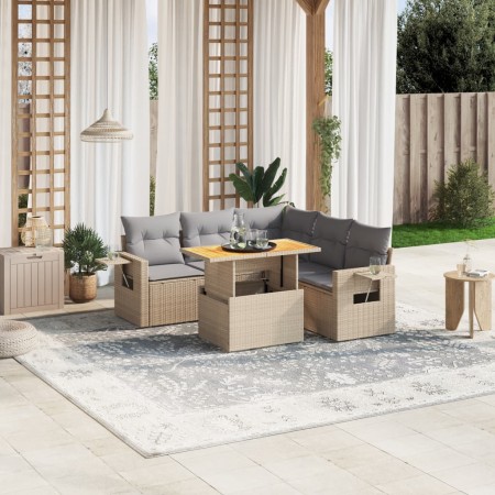 Juego de sofás jardín con cojines 6 pzas ratán sintético beige de , Conjuntos de jardín - Ref: Foro24-3271752, Precio: 428,21...