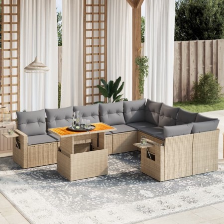 Juego de sofás jardín con cojines beige 10 pzas ratán sintético de , Conjuntos de jardín - Ref: Foro24-3271913, Precio: 636,2...
