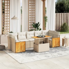 Juego de sofás de jardín con cojines beige 8 pzas ratán PE de , Conjuntos de jardín - Ref: Foro24-3273872, Precio: 556,00 €, ...