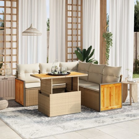 Juego de sofás jardín con cojines 6 pzas ratán sintético beige de , Conjuntos de jardín - Ref: Foro24-3273956, Precio: 424,92...
