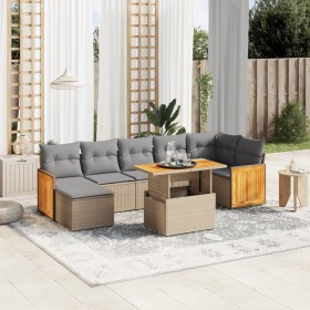 Juego de sofás de jardín con cojines beige 8 pzas ratán PE de , Conjuntos de jardín - Ref: Foro24-3274069, Precio: 510,77 €, ...