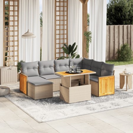 Juego de sofás de jardín con cojines beige 8 pzas ratán PE de , Conjuntos de jardín - Ref: Foro24-3274076, Precio: 510,77 €, ...
