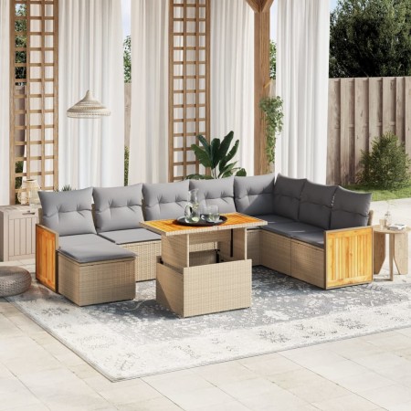 Set de sofás de jardín 9 pzas con cojines ratán sintético beige de , Conjuntos de jardín - Ref: Foro24-3274097, Precio: 551,2...
