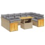 Juego de sofás jardín con cojines beige 10 pzas ratán sintético de , Conjuntos de jardín - Ref: Foro24-3274104, Precio: 623,2...