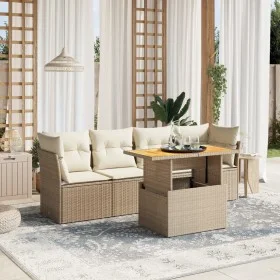 Juego de sofás jardín con cojines 5 pzas ratán sintético beige de , Conjuntos de jardín - Ref: Foro24-3270666, Precio: 370,42...