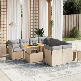Set de sofás de jardín 9 pzas con cojines ratán sintético beige de , Conjuntos de jardín - Ref: Foro24-3270723, Precio: 582,4...