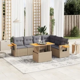 Set sofás de jardín 7 piezas y cojines ratán sintético beige de , Conjuntos de jardín - Ref: Foro24-3273537, Precio: 494,04 €...