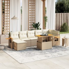 Juego de sofás de jardín con cojines beige 8 pzas ratán PE de , Conjuntos de jardín - Ref: Foro24-3273627, Precio: 573,54 €, ...
