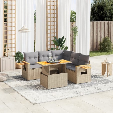 Juego de sofás jardín con cojines 6 pzas ratán sintético beige de , Conjuntos de jardín - Ref: Foro24-3273516, Precio: 427,01...