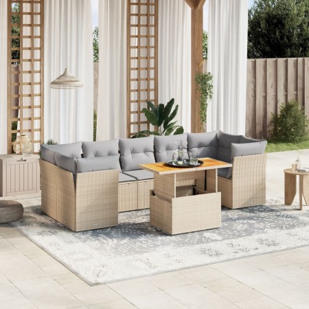 Juego de sofás de jardín con cojines beige 8 pzas ratán PE de , Conjuntos de jardín - Ref: Foro24-3270702, Precio: 546,96 €, ...