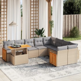Juego de sofás jardín con cojines beige 10 pzas ratán sintético de , Conjuntos de jardín - Ref: Foro24-3274125, Precio: 623,2...