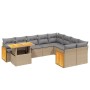 Juego de sofás jardín con cojines beige 10 pzas ratán sintético de , Conjuntos de jardín - Ref: Foro24-3274125, Precio: 623,2...