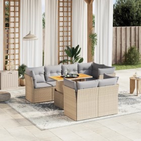 Juego de sofás de jardín con cojines beige 8 pzas ratán PE de , Conjuntos de jardín - Ref: Foro24-3270709, Precio: 546,96 €, ...