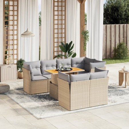 Juego de sofás de jardín con cojines beige 8 pzas ratán PE de , Conjuntos de jardín - Ref: Foro24-3270709, Precio: 546,96 €, ...